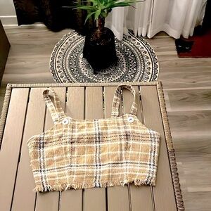 Y2K _ Tweed crop tank Top •Medium •BNWT•